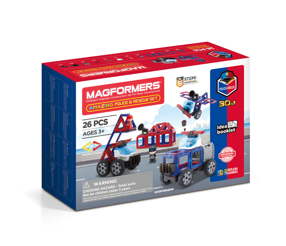 Magformers Amazing Police and Rescue 26Pc Magnetic Construction Educational  STEM Toy