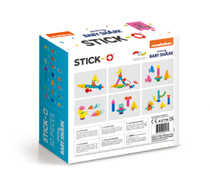 Stick-O Baby Shark Family 17 Piece Magnetic Building Set, Rainbow