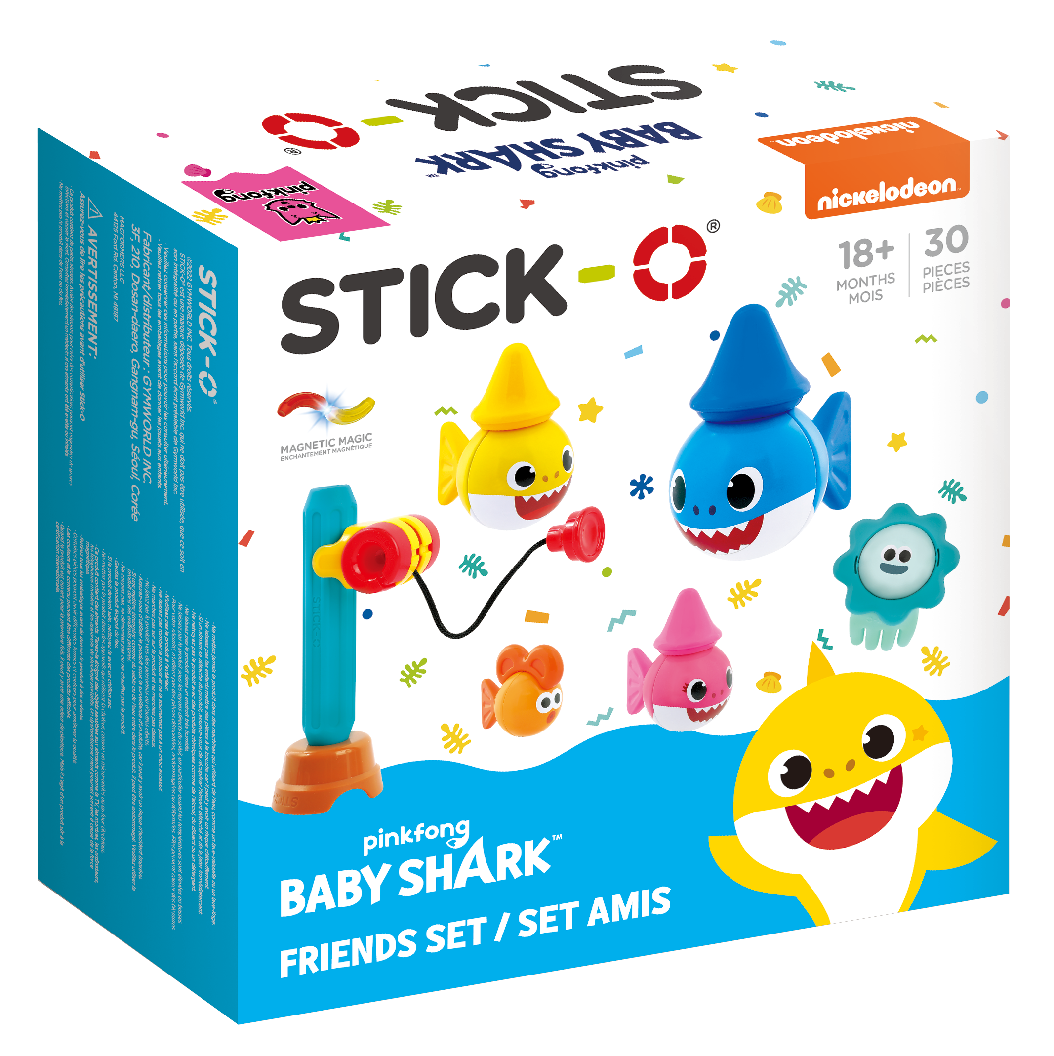 Stick-O Baby Shark Family 17 Piece Magnetic Building Set, Rainbow Colors,  Educational STEM Construction toy Ages 18M+ – Magformers US