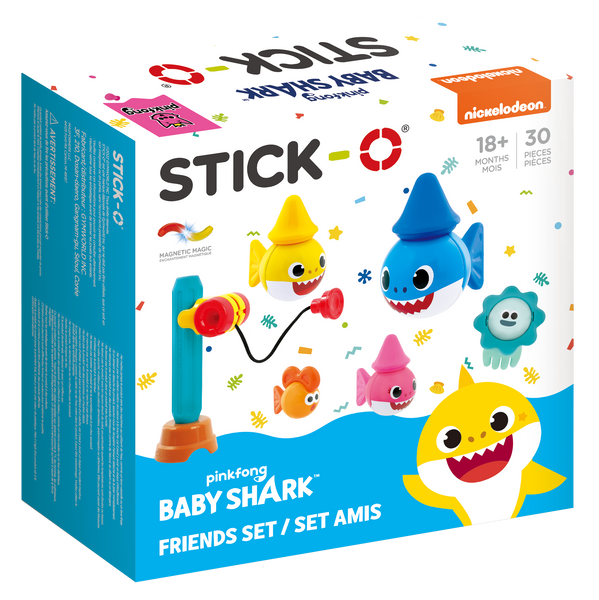 Stick O Baby Shark Friends 30 Piece Magnetic Building Set Rainbow