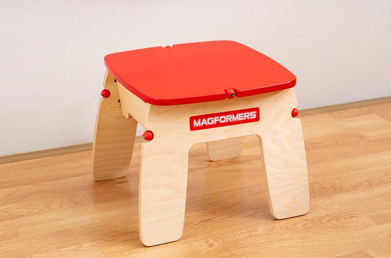 Magformers Red Square wood table set
