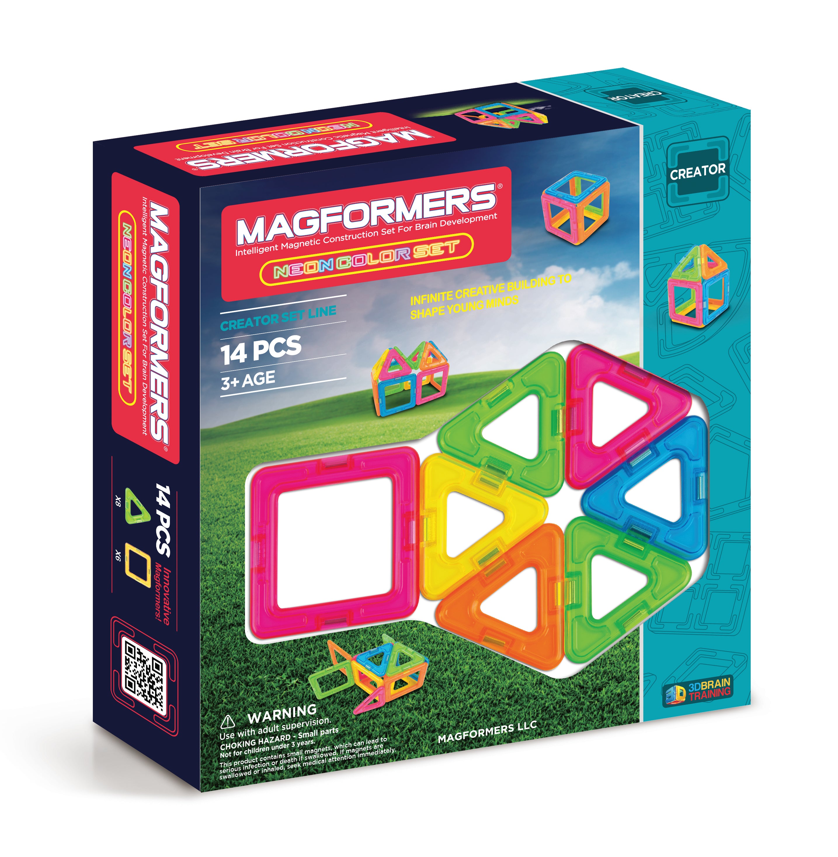 Toy Construction Magformers Magnetic Magformers US – Educational STEM Neon 14Pc